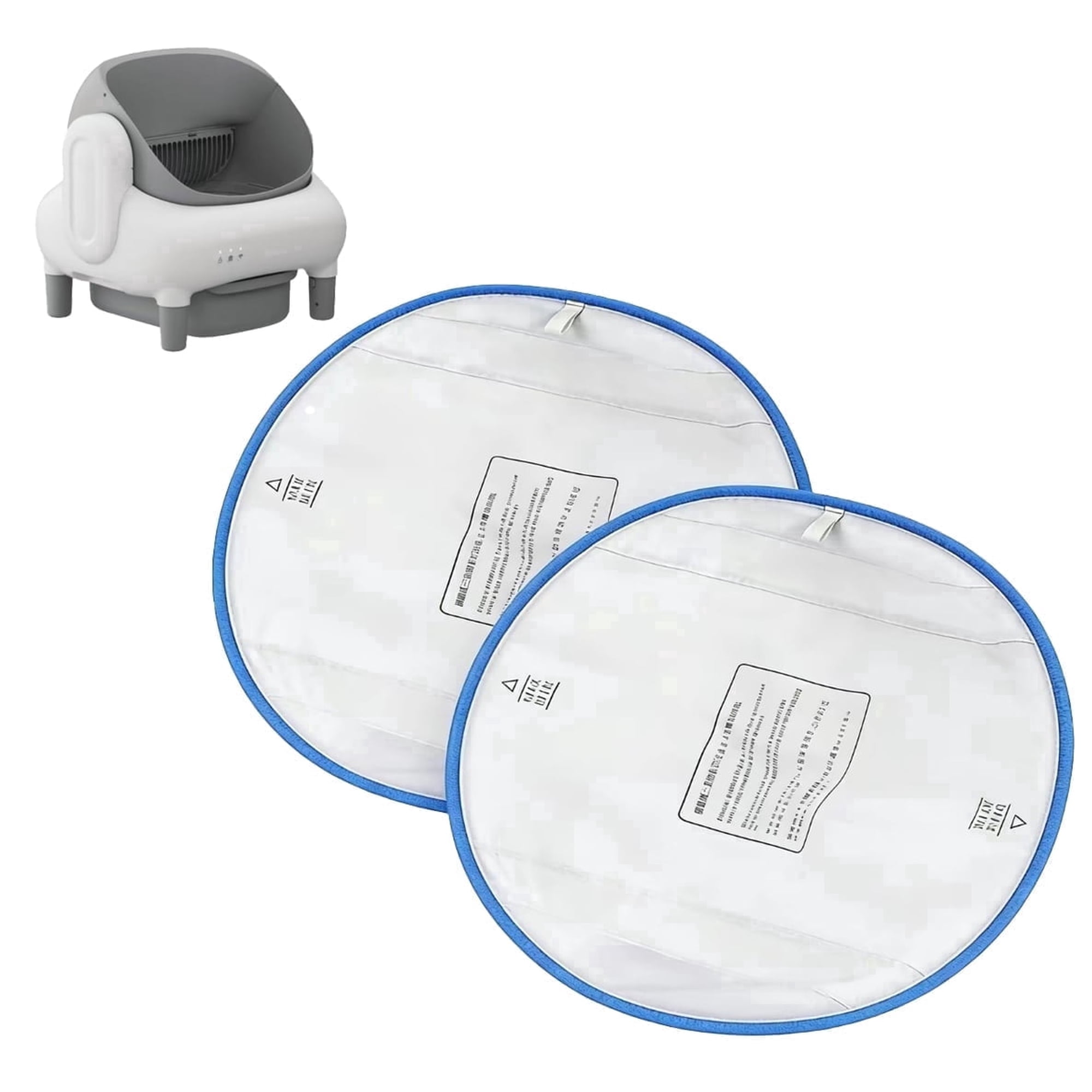 Waterproof Cat Litter Box Replacement Pad Leak Proof Liner for Cat Litter Boxes White with Blue Trim 2 Pack