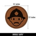 thumbnail image 2 of Occupation Firefighter Fire Man Icon 2.5" Faux Leather Round Engraved Iron-On Patch - Brown, 2 of 6