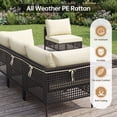 thumbnail image 3 of UDPATIO 7 Piece Wicker Patio Furniture Set, Outdoor Conversation Set， Sectional Sofa with Glass Coffee Table， Outdoor Sofa for Porch, Backyard, Black&Beige, 3 of 8