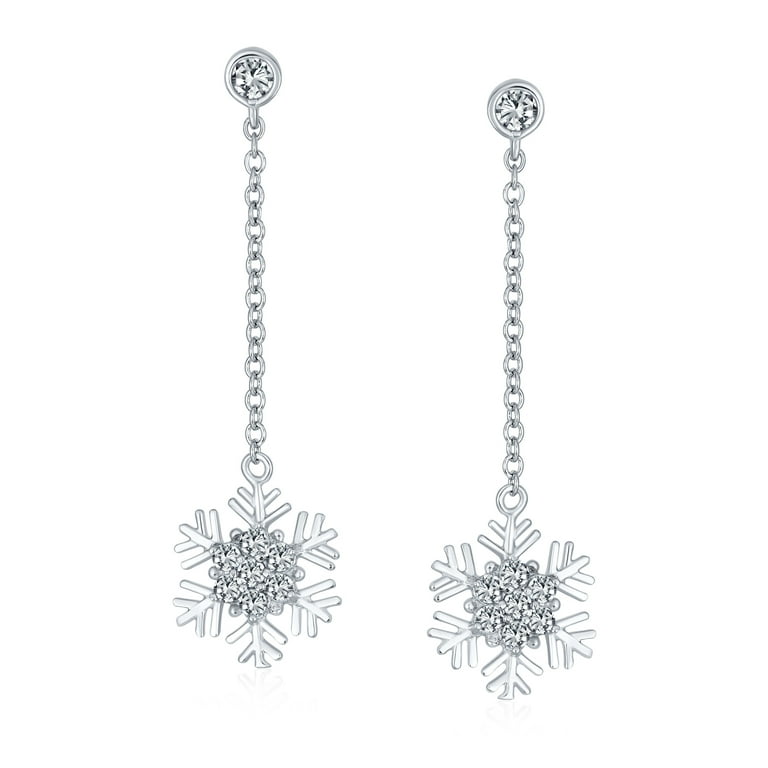 Snowflake Earrings with 9 Icy Cubic Zirconia Rhodium on Sterling Silver Snowflake Earrings with 9 Icy Cubic Zirconia Rhodium on Sterling Silver