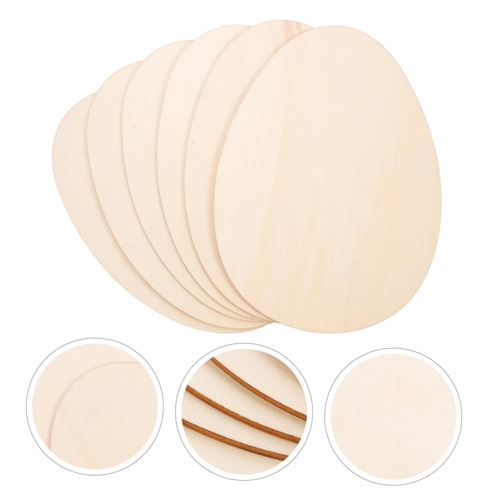 RENACLIPY 12Pcs Unfinished Light Yellow Wooden Easter Egg Cutouts for DIY Crafts and Spring Party Decorations