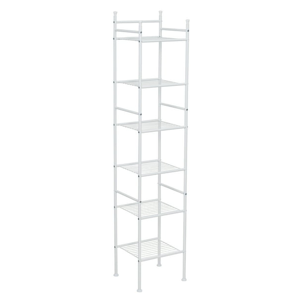 HoneyCanDo 6Tier White Bathroom Storage Shelving Unit