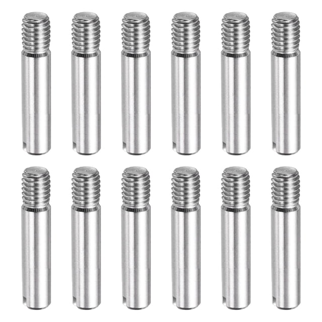 12 Pcs M5 x 20mm Slotted Cylindrical Pins, 304 Stainless Steel External Thread Locating Parallel Pins