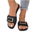 thumbnail image 4 of Eltusu Women Flat Slide Sandals, Slip On Open Toe Casual PU Summer Shoes Black Size 9, 4 of 6