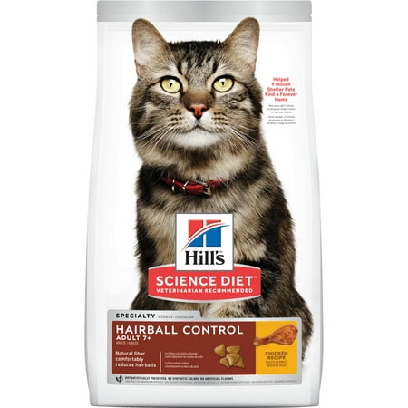 Hill's Science Diet Adult 7+ Hairball Control Chicken Recipe Dry Cat Food, 15.5 lb