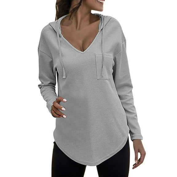 Hoodies for Women Tunic Sweater with Side Slits 10 under Long Ladies Sweatshirts Womens Tunic Pullover Three Quarter Zip Long Sleeve Cropped Sweater Fall Sweaters Crop Fashion Hoodies for Grey XL