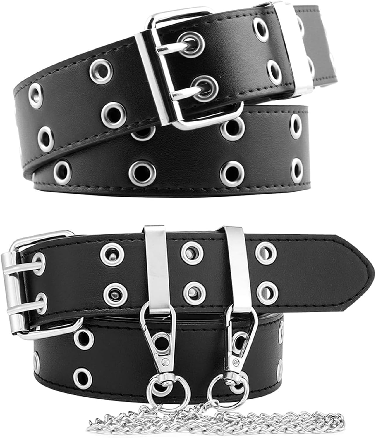 Fairy Grunge Leather Belts Y2K Women Star Punk Goth Buckle Grommet