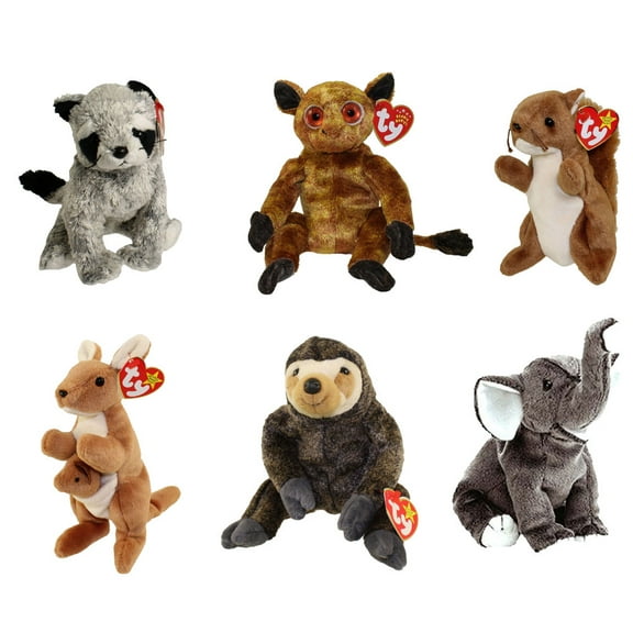 TY Beanie Babies - WILD ANIMALS #3 (Set of 6)(Bandito, Gizmo, Nuts, Pouch, Trumpet  1)(5.5-8.5 inch)