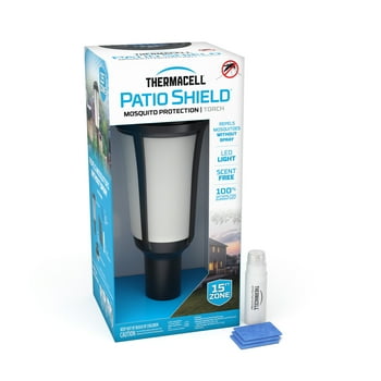 Thermacell Patio Shield Torch Mosquito Repeller with 12-Hour Refill + Fuel Cartridge, Black