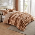 thumbnail image 2 of Wajade Fluffy Comforter Cover Set Rabbit Bubble Faux Fur Duvet Cover Luxury Cozy Bedding Set 3 Pieces with Zipper -1 Duvet Cover and 2 Pillow Cases,Coffee Tie Dye Full Size Set, 2 of 7