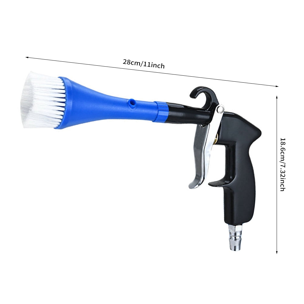 Car Cleaning Gun Tools Air Blow Gun Dry Brush Cleaning Gun With 2 Nozzles 1/4inch Air Inlet Adapter 360 Degree Rotate Tube For Car Interior Cleaning Blows Away Dirt, Debris And Pet