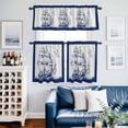thumbnail image 2 of Nautical Sailboat Kitchen Curtains Sets for Windows 24 Inch Length, Navy Blue Ocean Seagull Waves Ship Rod Pocket Window Treatments Tier Curtains and Valances Set for Bedroom/Bathroom, 2 of 8