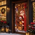 thumbnail image 2 of Christmas Door Cover with Santa Opening Door Design Elastic Front Door Decoration for Holiday Party 70.87 x 35.43 in, 2 of 4
