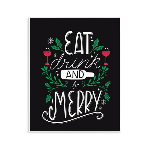 Stupell Industries Eat Drink and Merry Xmas Holiday Painting Unframed Art Prints Wall Art, 11 x 14