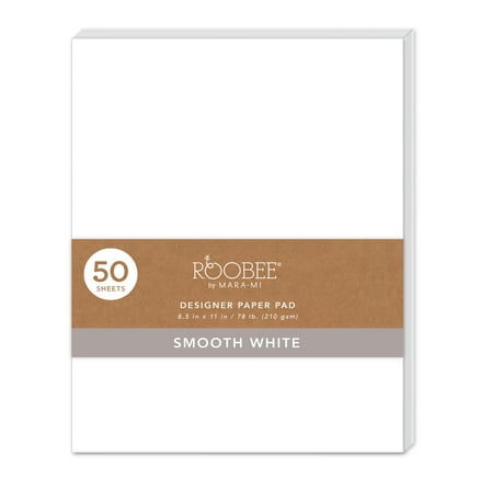 Roobee by Mara-Mi White Cardstock Craft Paper, 8.5" x 11" 200 GSM, 50 Count New