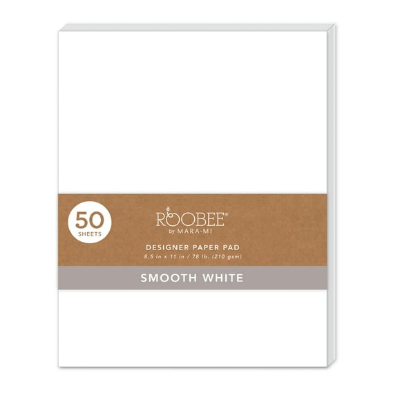 Roobee by Mara-Mi White Cardstock Craft Paper, 8.5" x 11" 200 GSM, 50 Count New