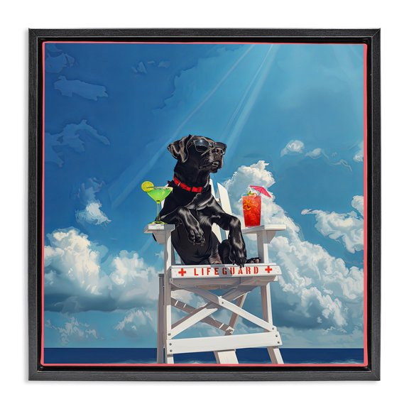 Stupell Industries Tropical Black Floating Frame Canvas Art, 18 x 18, by Jim Baldwin