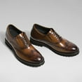 thumbnail image 6 of CMR CHAMARIPA Men's Elevator Dress Shoes - Brown Leather Brogue Oxford Shoes 8CM / 3.15 Inches, 6 of 9