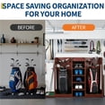 thumbnail image 6 of Wooden Golf Storage Organizer, 2 Bag Capacity Golf Club Storage Rack, Golf Equipment Holder for Garage, Home Simulator and Office, Brown, 6 of 7