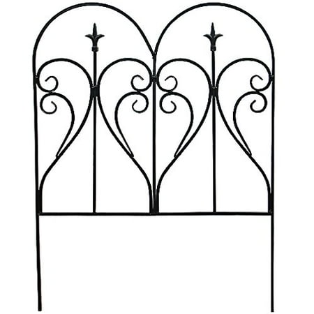 Steel Garden Edging Products Garden Edging - Black Galvanized Steel, Scroll and Finial Fence - 2ft x 21.5in, The historic look of a wrought iron fence with quick and easy.., By Panacea ()