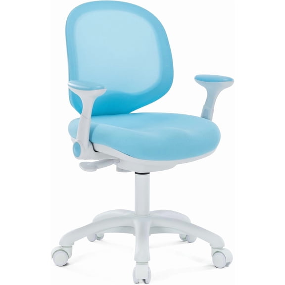 Kids Desk Chair, Boy's Girl's Child Children Study Office Computer Chair, Ergonomic Design, Adjustable Height and Seat Depth (Sky Blue W/Armrests)