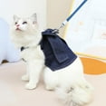 thumbnail image 6 of JUNWELL Clearance Sale Denim Dog Dress Bownot Jeans Skirt Spring Summer Pet Clothes Cat Puppy Doggy Clothing T-shirt Vest Dog Leas Leash Harness Coat, 6 of 6