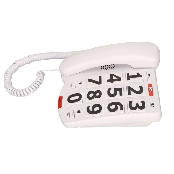 Big Button Telephone For Seniors, Large Button Corded Phone For Visually Impaired, Adjustable Volume Last Number Redialing Wired Landline For Elderly