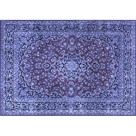 Ahgly Company Machine Washable Indoor Rectangle Persian Blue Traditional Area Rugs, 7' x 10'
