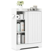 Gymax Bathroom Floor Cabinet w/2 Sliding Doors & Adjustable Shelves for Small Spaces