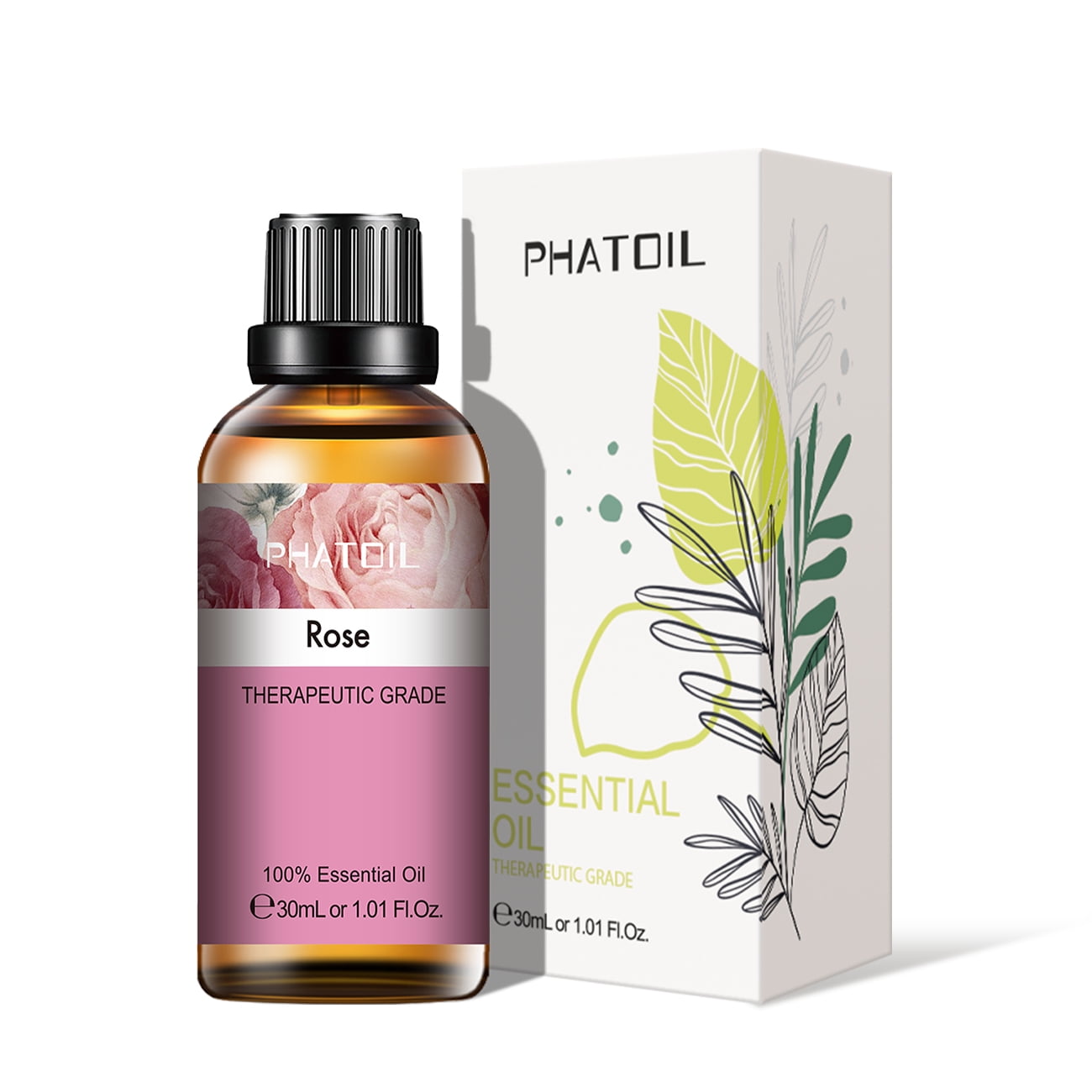 PHATOIL Rose Essential Oils for Diffusers Humidifier 100% Pure Natural Aromatherapy Massage Bath Sleep Relaxation 30ml/1.01 fl.Oz
