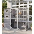 thumbnail image 3 of 77" Large Catio Outdoor Cat Enclosure, 4 Tiers Cat House for Outdoor Indoor with Weatherproof Roof, 3 Resting Rooms, 3 Platforms, 5 Windows, Gray, 3 of 12