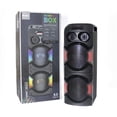 thumbnail image 1 of BOCINA BLUETOOTH RECARGABLE CON DOS BOCINAS DE 6.5 PULGADAS, BASS PLUS NEGRO Y LUZ RGB., 1 of 5