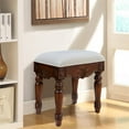 thumbnail image 2 of Elegant Decor Windsor 16" Velvet Vanity Stool in Beige and Teak, 2 of 6