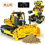 HOGOKIDS RC STEM Building Toy Sets, 2-in-1 Remote & APP Construction Blocks Engineering Excavator/Robot, Educational Toys for Boys and Girls Aged 6+