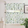 thumbnail image 6 of Eucalyptus Leaf Curtain Valances Set Watercolor Spring Summer Country Green Leaf Kitchen Curtains 36&nbsp;inch Length Rod Pocket Valance and Tiers 3 Piece Set Small Bedroom Bathroom Laundry Decor, 6 of 9