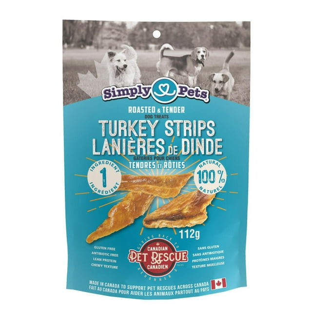 Simply Pets Gâteries pour Chiens Lanières de Dinde Tout Naturelles Tendres et Rôties 112g