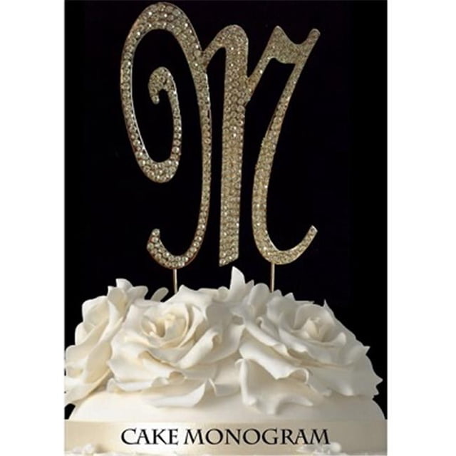 De Yi Enterprise Toppers à Gâteau Monogram - Strass Doré - M