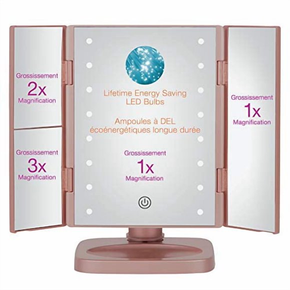 True Glow 1x/2x/3x Trifold LED Lighted Makeup Mirror