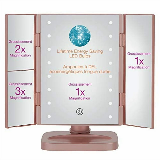 True Glow 1x/2x/3x Trifold LED Lighted Makeup Mirror