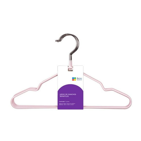 Set de 5 Ganchos de Ropa Better Space Tamaño Infantil Color Rosa
