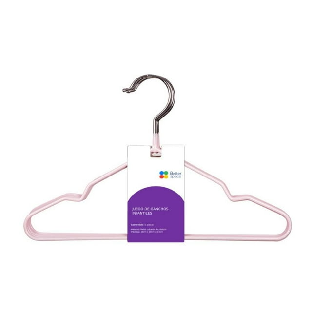 Set de 5 Ganchos de Ropa Better Space Tamaño Infantil Color Rosa