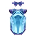thumbnail image 2 of Hansber 2Pcs Metallic Outfit for Baby Girls Sparkly Romper Toddlers Birthday Party Fancy Dress Up Blue 6-12M, 2 of 7