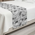 thumbnail image 2 of Floral Bed Runner, Monochrome Illustration of Bamboo Leaves Drawn by Hand, Decorative Accent Bedding Scarf for Hotels Homes and Guestrooms, Queen, Pale Grey White, by Ambesonne, 2 of 2