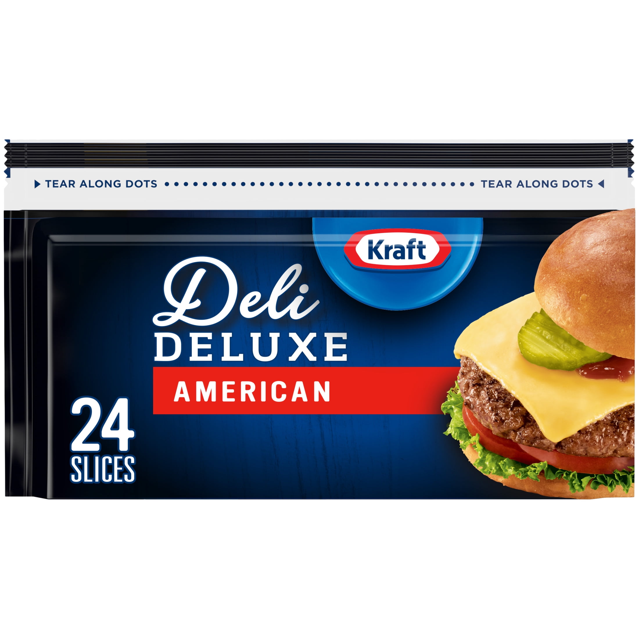 Kraft Deli Deluxe American Cheese Slices, 16 oz Pack, 24 Slices