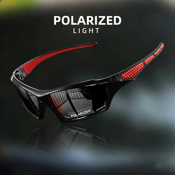 Men Sports Polarized Sunglasses, 2 Lens Options Anti-Glare UV Protection Outdoor Shades, Non-Slip Wrap Frame Driving Cycling Fishing Eyewear