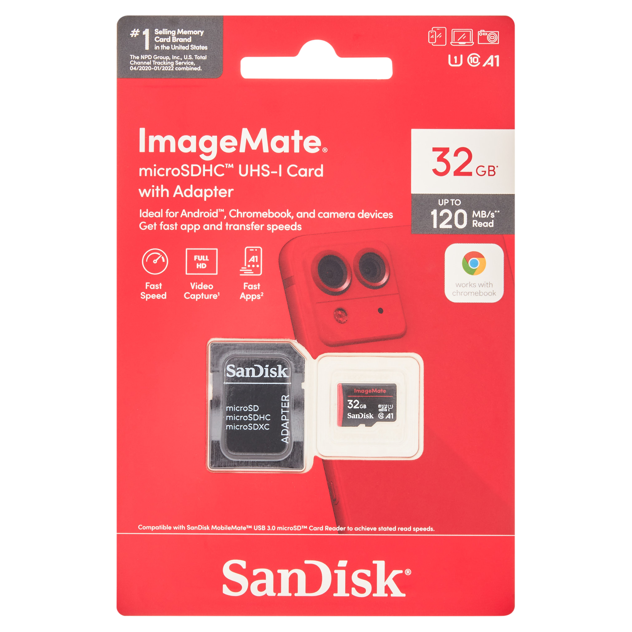 SanDisk 32GB ImageMate microSDHC UHS-1 Memory Card - Up to 120MB/s - SDSQUA4-032G-Aw6ka - image 3 of 11