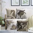 thumbnail image 4 of Phantoscope Ocean Series Decorative Throw Pillow, 18" x 18", Beige Embroidered Marine Animals, 4 Pack, 4 of 4