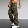 thumbnail image 2 of Men's Cargo Pants with Pockets Drawstring Long Trousers Relaxed Fit Stretch Work Pants, 2 of 5