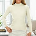 thumbnail image 2 of DHFJKG Womens Base Layer Ribbed Sweater Half Turtleneck Long Sleeve Slim Fit Solid Color Pullover For Autumn Winter Leisure Jumper Tops, 2 of 9