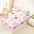thumbnail image 5 of spefrowx Cute Cartoon Bow Twin Sheets for Kids, Pink Love Heart Print Bedding, 3pcs, 1 Flat Sheet, 1 Fitted Sheet and 1 Pillowcase, 5 of 6